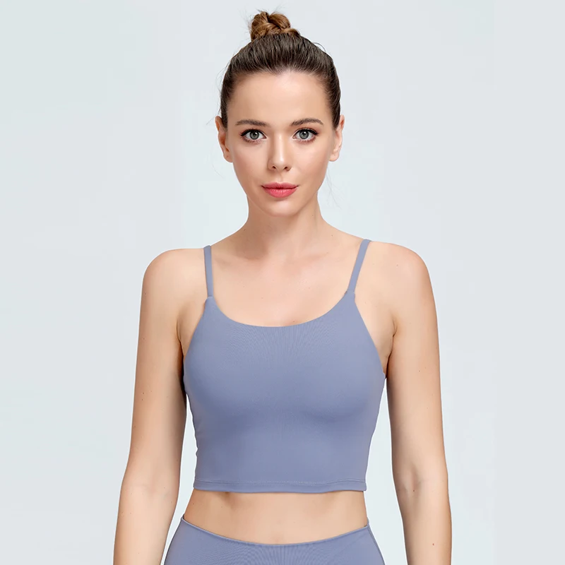 

PLUSLAND Nude Sports Bra Yoga Women Fitness Gym Brassiere One Shoulder Femme Workout Bustier Top Wireless Underwear Seamless