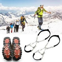 winter outdoor ice gripper portable crampons 6 tooth snow chain snow non slip shoe cover for camping hiking accessories escalada