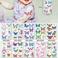10 kind watercolor floral butterfly tattoo children safe makeup temporary flower body arm disposable sticker tatouage temporaire