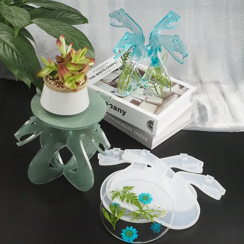 

DIY Crystal Silicone Mold Tabletop Display Shelf Serpenous Rotating Pendant Flower Pot Holder Containing Silicone Mold For Resin