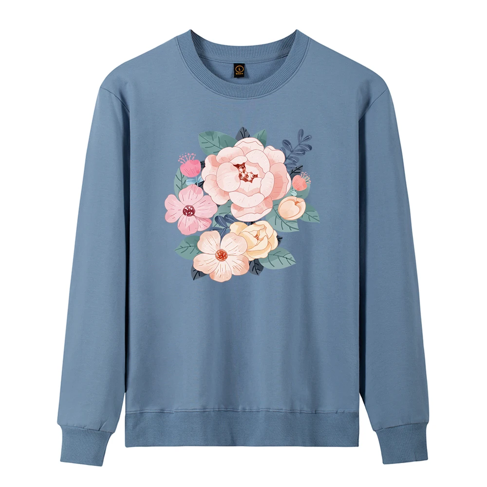 

Cartoon Manga Flower Print Women Sweatshirts Fashion Casual Elegant Ladies Pullover Harajuku Graphic Women Sweatshirt Plus Size