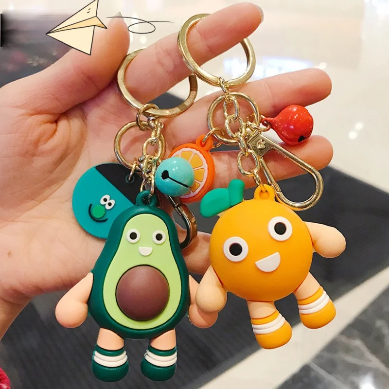 

Лидер продаж, кольцо для ключей с 3d-изображением искусственного авокадо, подарок для мальчиков и девочек, подвеска для сумки, фигурка, подве...