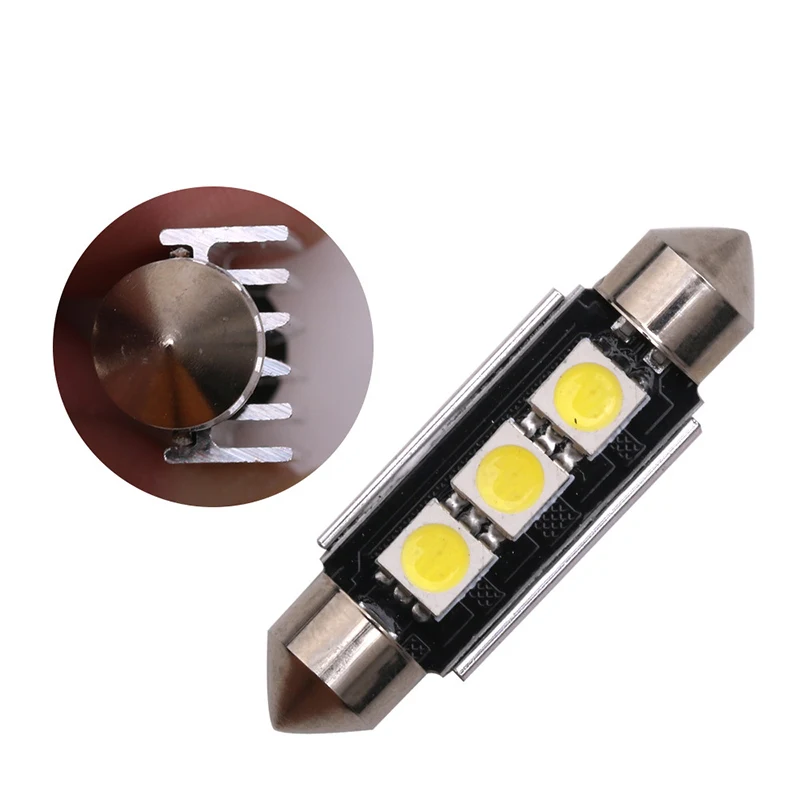 

1x36 мм 39 мм C5w 3 Smd 5050 Led Canbus без ошибок, автомобильная фотолампа, Верхняя лампа для чтения, белая, 12 В