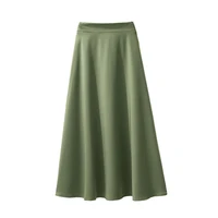 female springsummer 2021 women solid quality satin midi skirt vintage side zipper office ladies elegant chic a line skirts