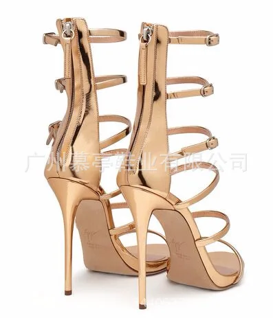 

Solid color multi strip sexy fashion High Heel Sandals