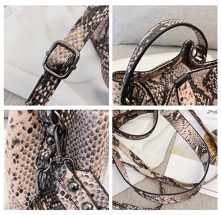 NIGEDU брендовая дизайнерская женская сумка мешок змеиная мессенджер из