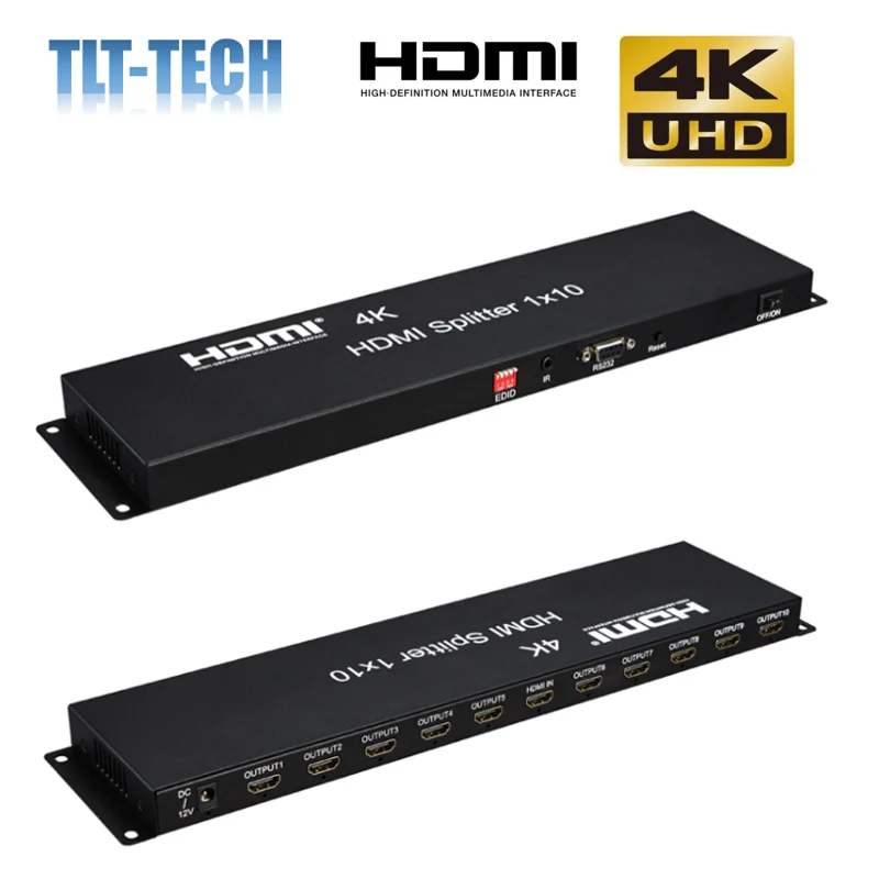 4K 30Hz HDMI Splitter 1x10 Full HD 1080P 60Hz 3D Video Converter Distributor 1 In 10 Out Output with EDID IR Extension Function