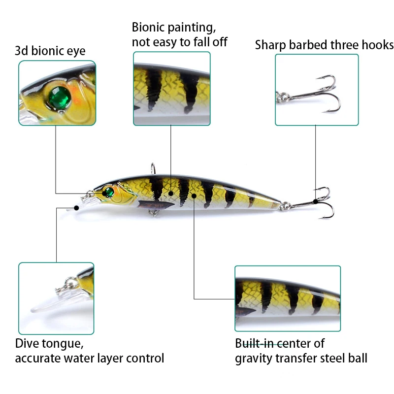 Рыболовные снасти 6 цветов minnow12.5cm/15 9g рыболовные приманки товары для