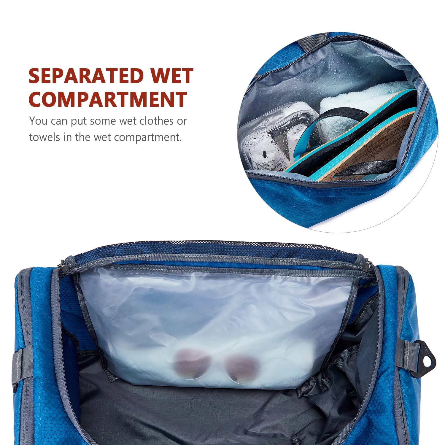 

45L Sports Gym Bag Travel Duffel Bag Fitness Sport Bag for Camping Travel Gym Trip with Wet Pocket Shoes Compartment