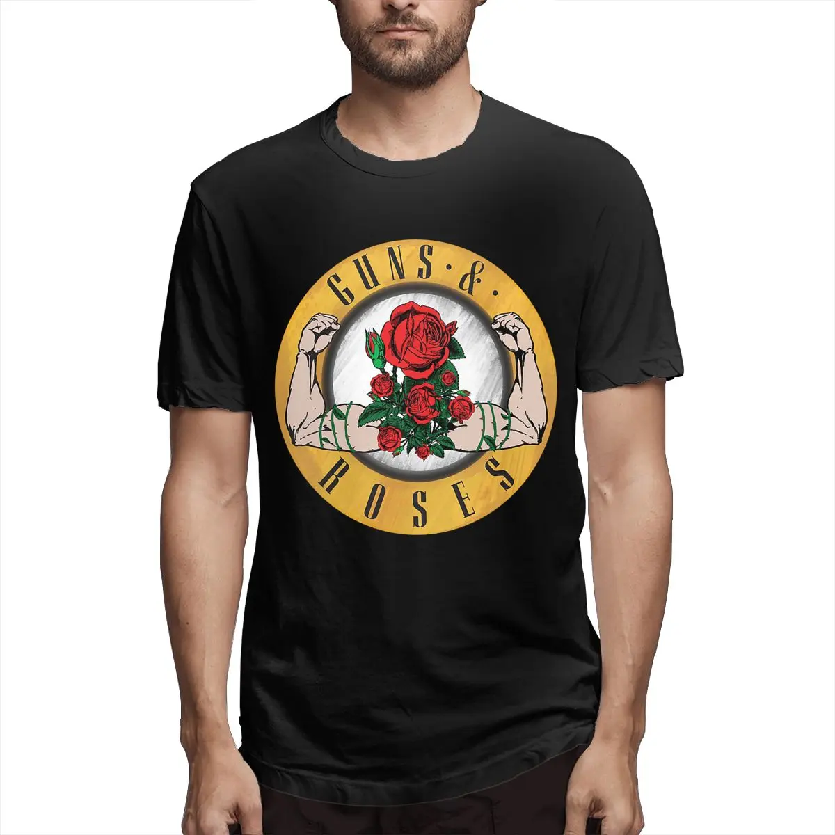 

Guns And Roses Fun Crossfit Men T Shirts Vintage Tee Shirt Short Sleeve Round Neck T-Shirts Birthday Present Clothes