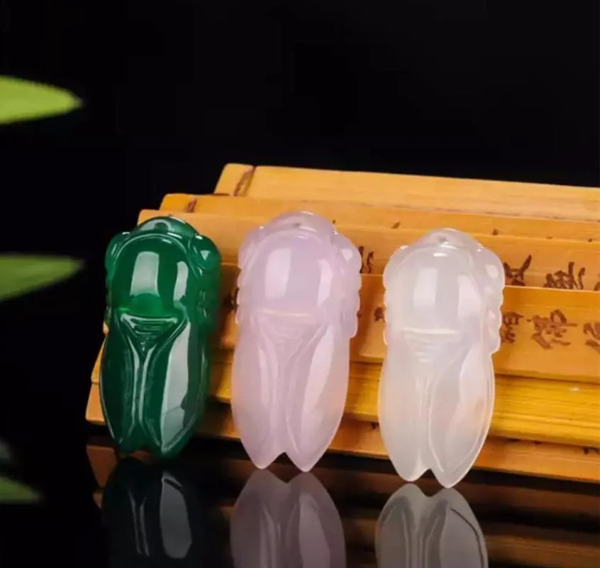 

Натуральный разноцветный нефрит Цикада кулон агат ожерелье Модные аксессуары очаровательные украшения резные Подарки для женщин мужчин