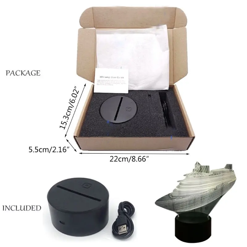 

7 Colors Change 3D Cruise Ship Modeling USB Table Lamp Atmosphere Decoration LED Boat Night Light Baby Sleep Lighting