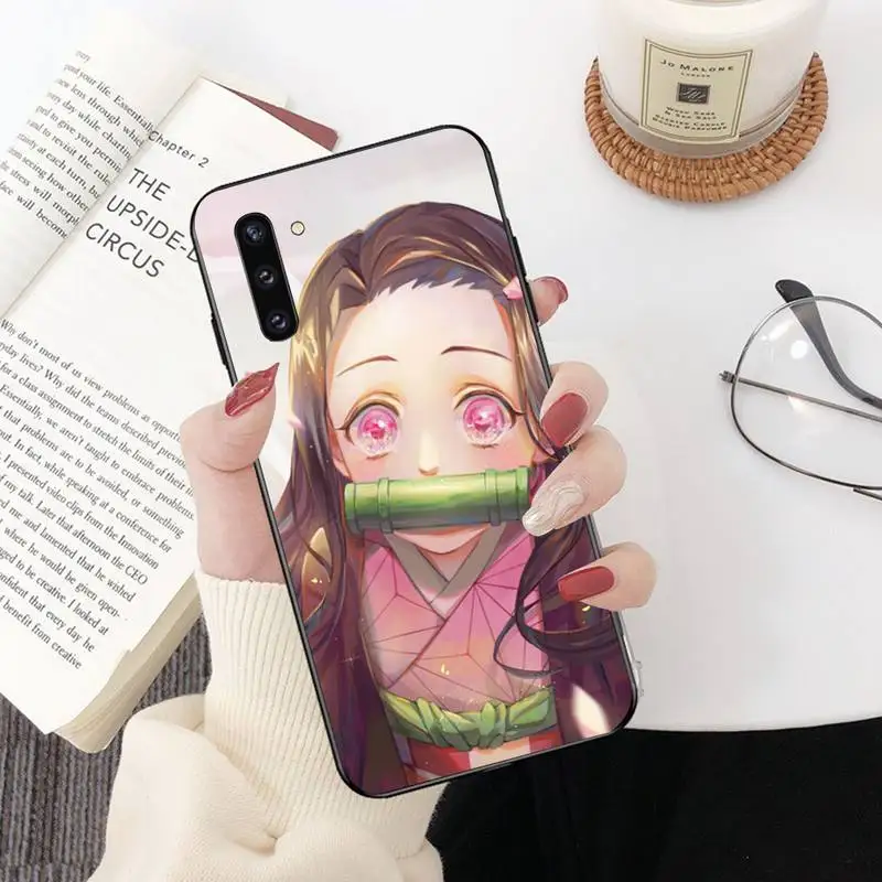 PENGHUWAN Demon Slayer Nezuko Anime Black Soft Shell Phone Case Capa for Samsung Note 3 4 5 7 8 9 10 pro M10 20 30 | Мобильные