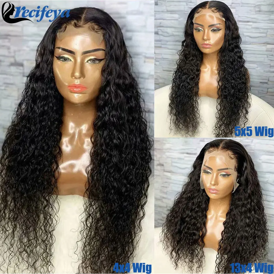 Brazilian Water Wave Lace Front Wig 100% Remy Human Hair Lace Wigs HD 5X5 Transparent Lace Closure Wig Long Curly Human Hair Wig