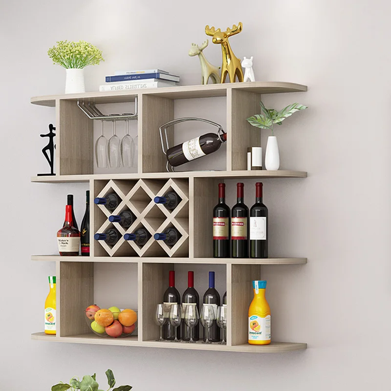 

Solid Wood Wine Bottle Rack Modern Minimalist Diamond-shaped Wall-mounted Restaurant Wine Cabinet Racks Wall-mounted Wine Grid