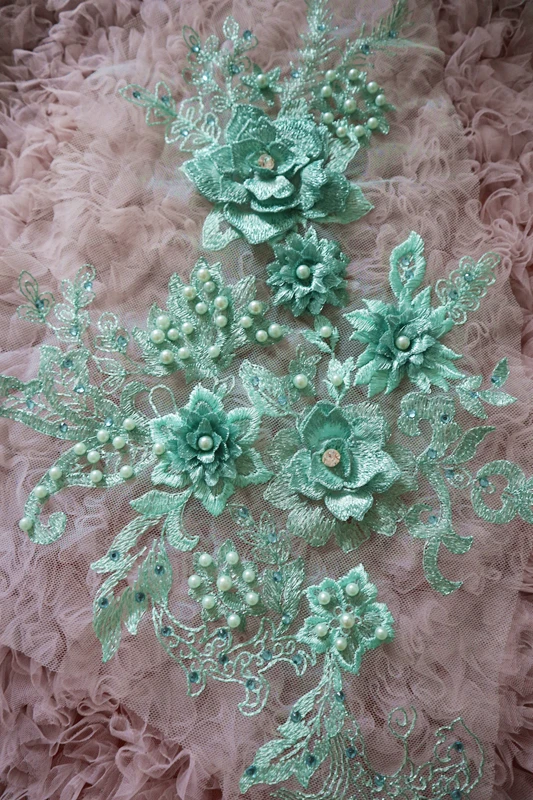 1 шт. Золотая 3D Кружевная аппликация из бисера золотистые вышитые кружевные