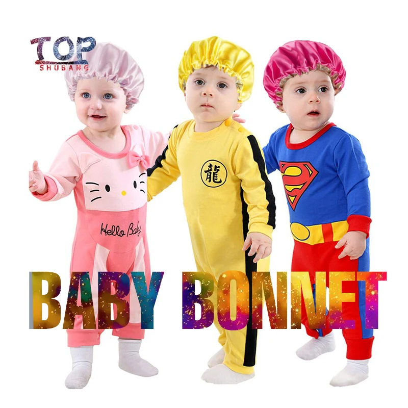 Customized Logo Baby Bonnet Satin Wraps Headband /Silk Sleep Protect Cap Bonnet For Virgin Hair Extension Wigs