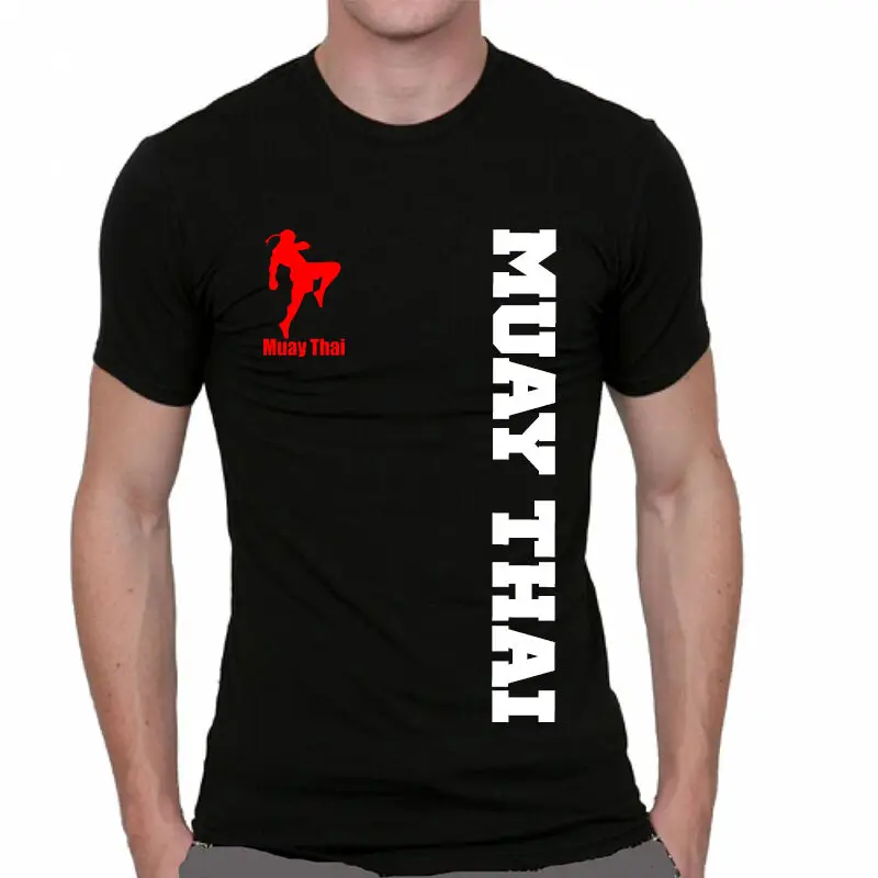 

Fashion Design Muay Thai Combat Fitness Training T-Shirt. Summer Cotton Short Sleeve O-Neck Mens T Shirt