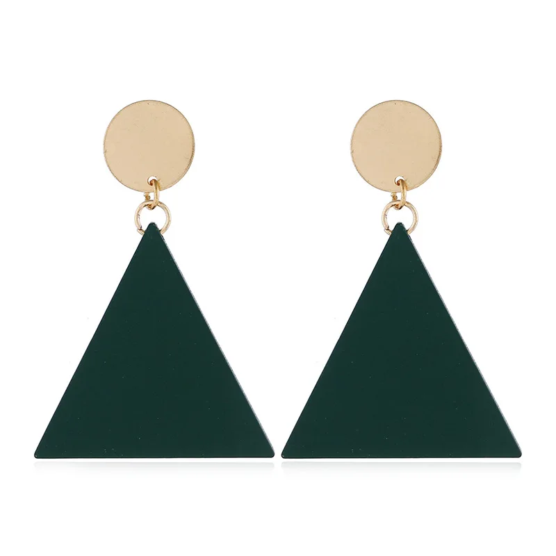 Модные деревянные серьги треугольные круглые геометрические Зеленые Черные для