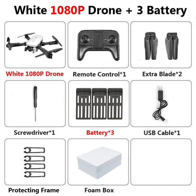 1080P 3BAT foam box Радиоуправляемый Дрон с 4K HD камерой FPV Wi-Fi функция удержания высоты Selife Дрон складной Квадрокоптер Vs E58 SG106 M69 xs816 дроны - Цвет: 1080P 3BAT foam box