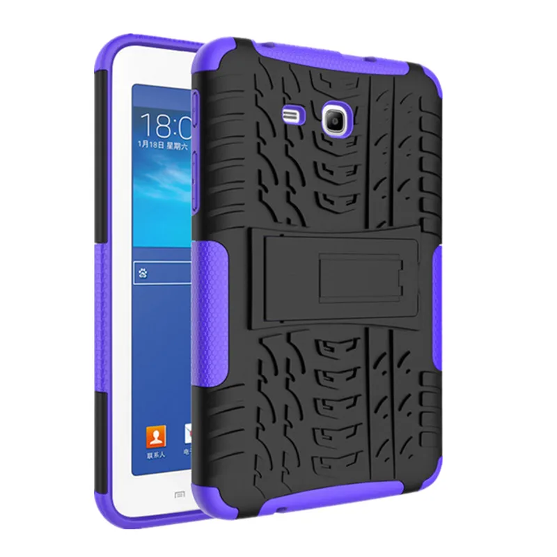 Purple and Black Чехлы для планшетов для Samsung Galaxy Tab 3 Lite 7,0 ''T110 чехол Гибридный армированный противоударный прочный двойной-Слои Kistand Крышка для SM-T111 - Цвет: Purple and Black