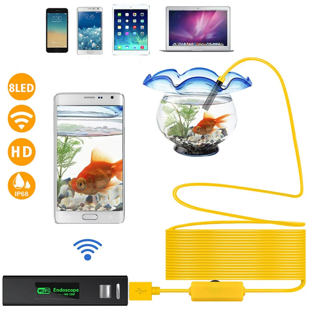 1200P жесткий Wifi эндоскоп камера HD 8 мм бороскоп для Android IPhone IP68 Водонепроницаемый IOS