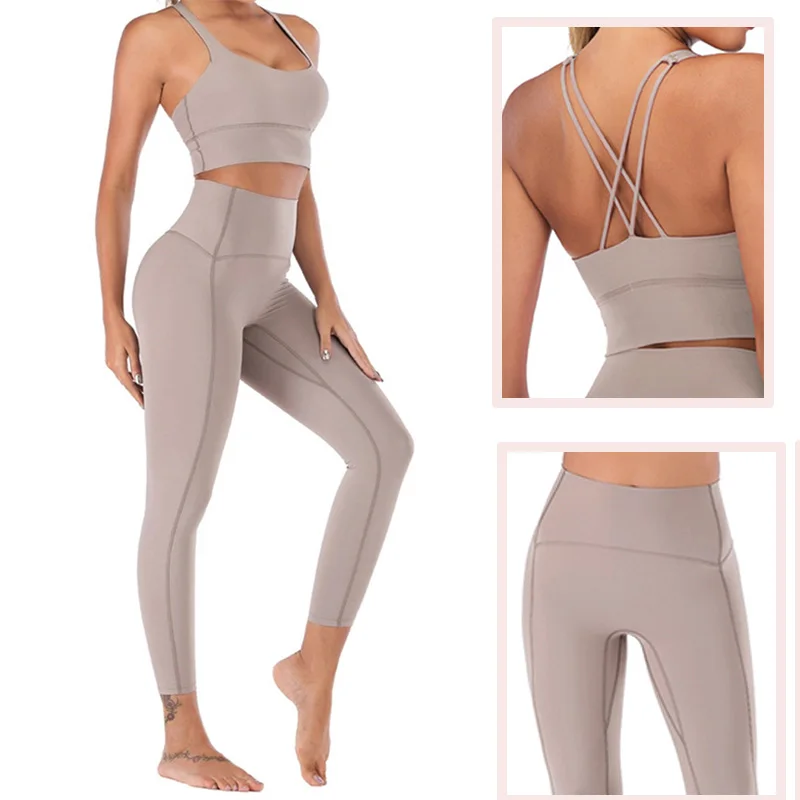 

Uned-feel yoga conjunto leggings yoga conjunto feminino terno de fitness para yoga roupas de cintura alta treino roupas