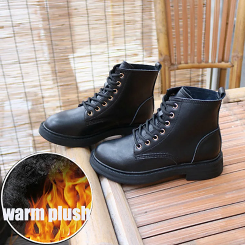 Женские ботильоны из искусственной кожи мотоциклетные ботинки на платформе