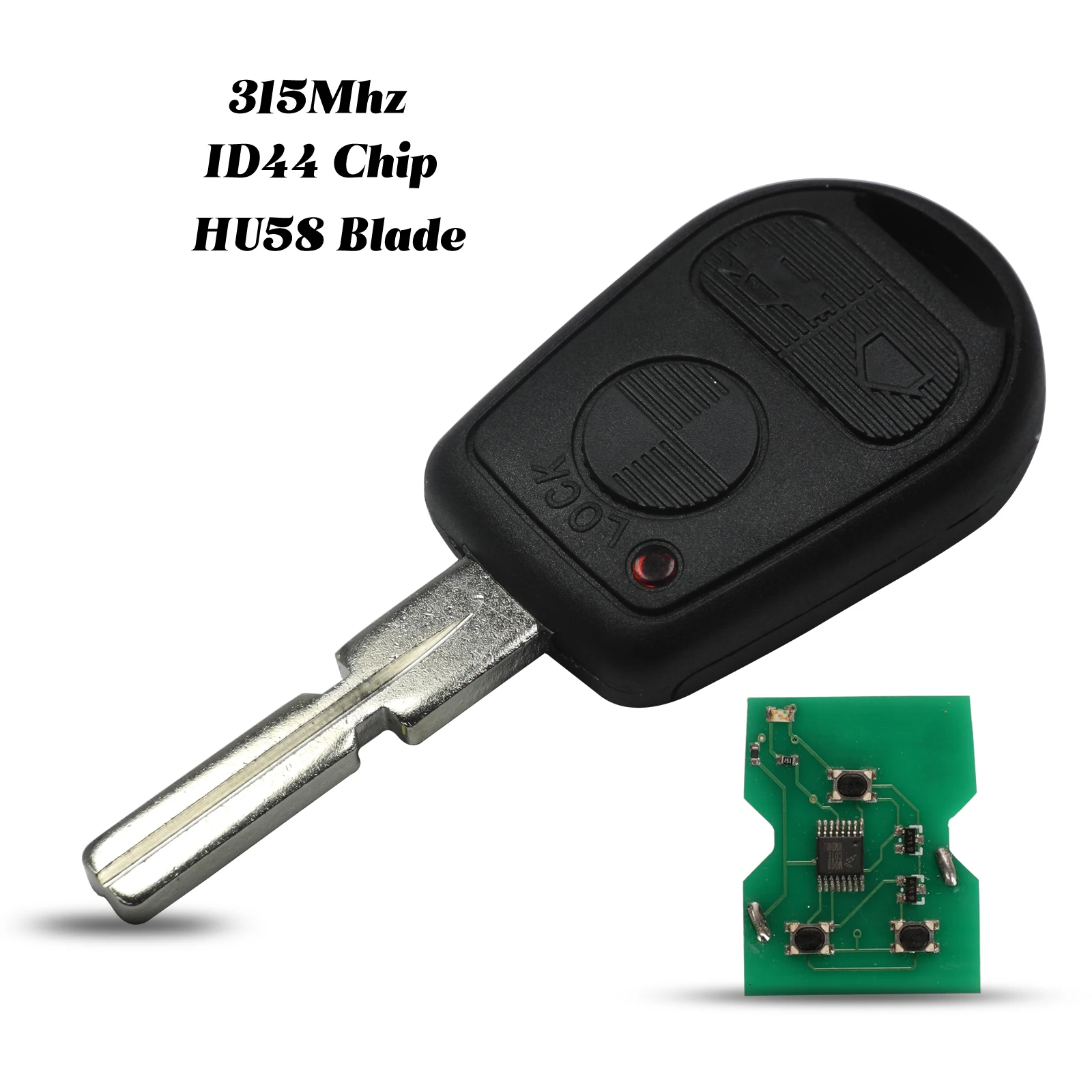 

jingyuqin 3Buttons For BMW Z3 E31 E32 E34 E36 E38 E39 E46 Z3i Remote Car Key 315Mhz ID44 Chip Fob With HU58 Blade Replacement