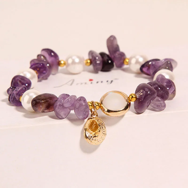 

Korean personality natural stone gravel bracelet female temperament lucky transfer breaded bracelet for women Jewelry gift