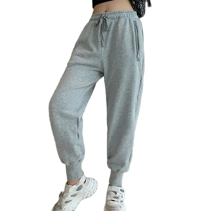 

2021 Fall Hot Sale New Loose High Waist Harem Pants Women's Nine-point Drawstring Sweatpants Casual Women's Pants