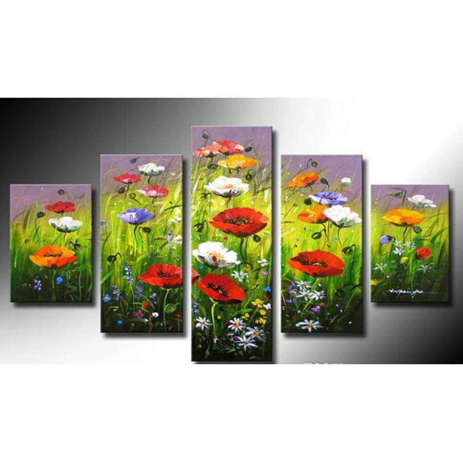 5d алмазная живопись Красный Фиолетовый Маковый цветок 5 шт. вышивка