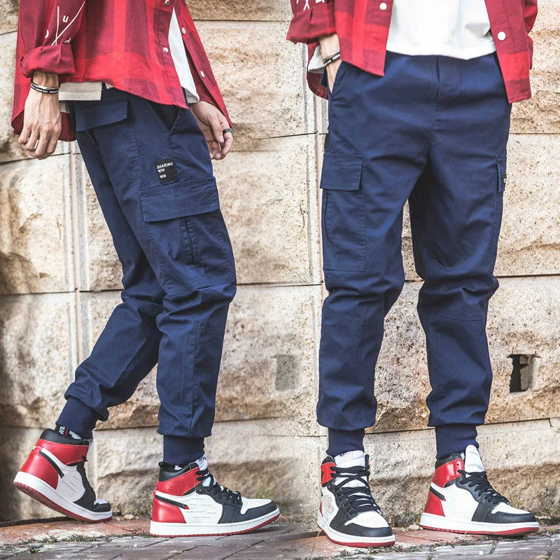 Брюки-карго мужские с эластичным поясом брюки-султанки в стиле хип-хоп