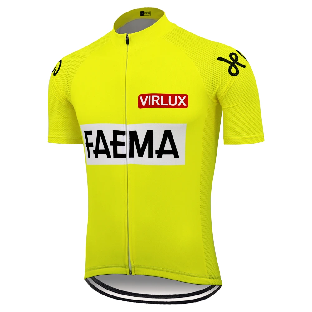 Мужская одежда для велоспорта в стиле ретро желтая с коротким рукавом