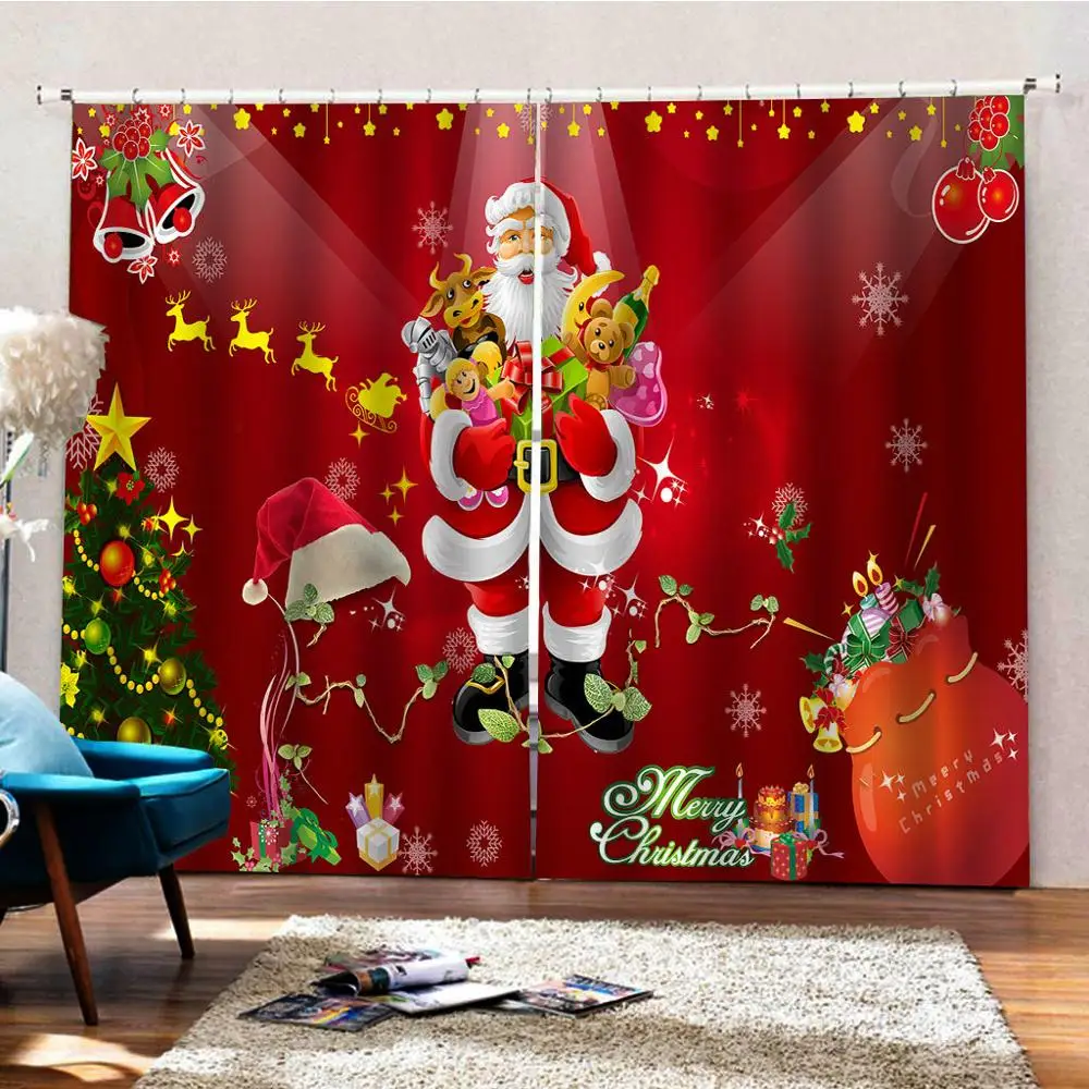 Счастливого Рождества шторы праздничный с изображением Санта Клауса С принтом