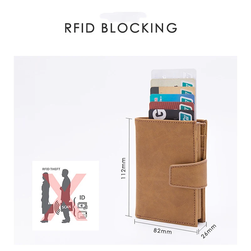 Короткий Умный мужской кошелек ZOVYVOL для денег кожаный с технологией RFID тройного