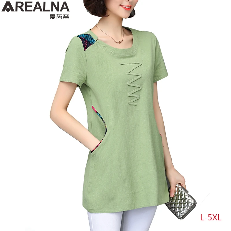 Футболка женская хлопковая с коротким рукавом и цветочным принтом большого