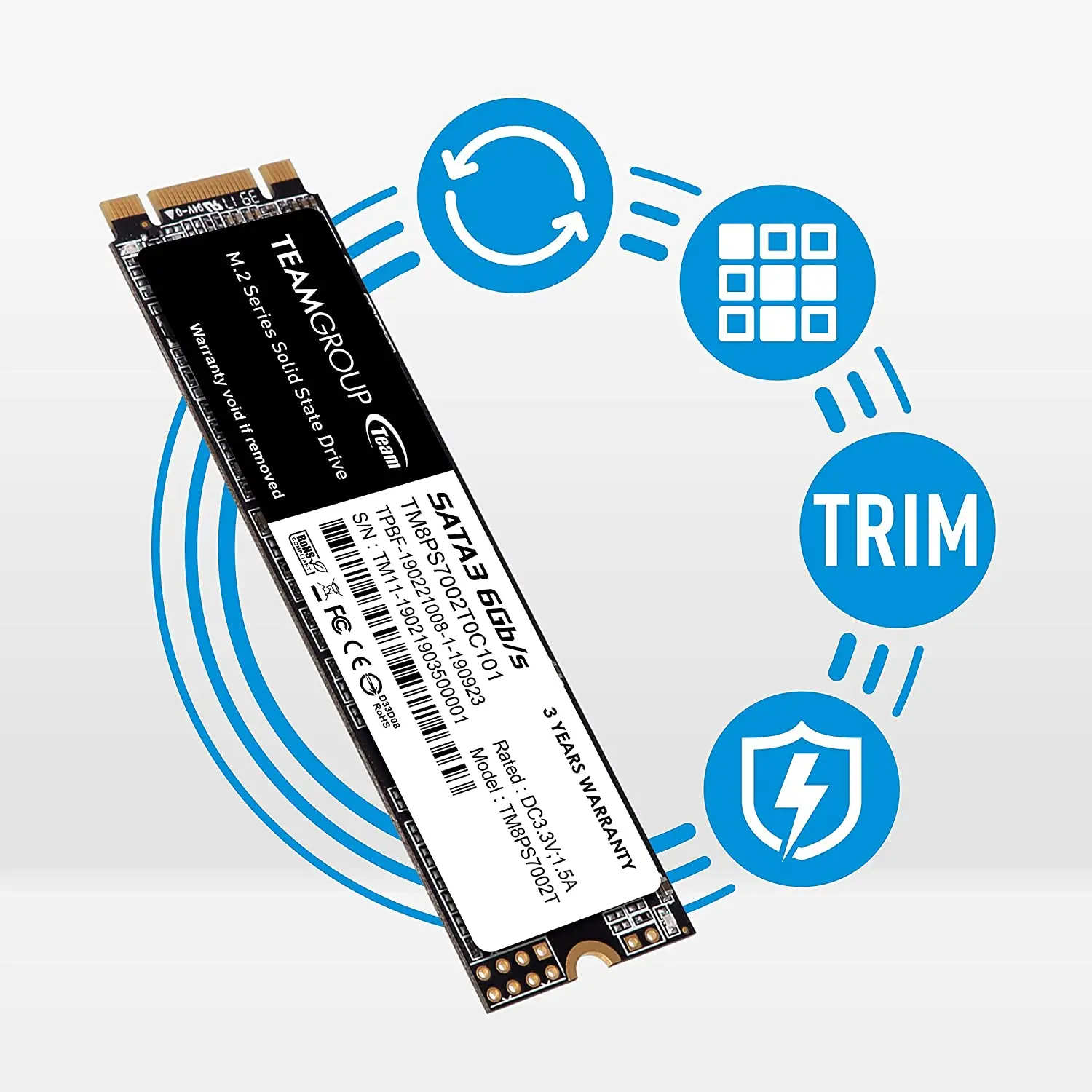TEAMGROUP MS30 128 ГБ 256 512 ТБ с SLC Cache 3D NAND TLC M.2 2280 SATA III Внутренний твердотельный Накопитель