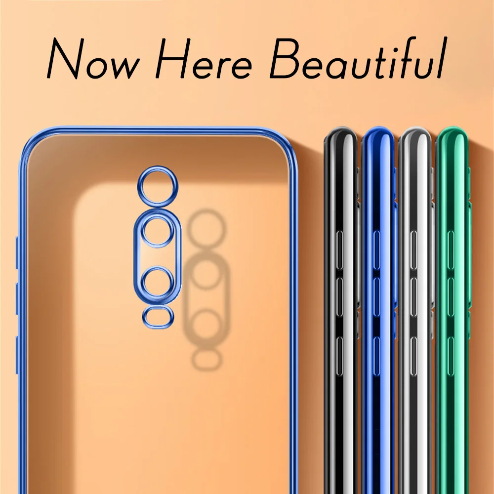 Прозрачный Модный чехол с покрытием для Xiaomi Mi 9T Pro роскошный мягкий ТПУ задней