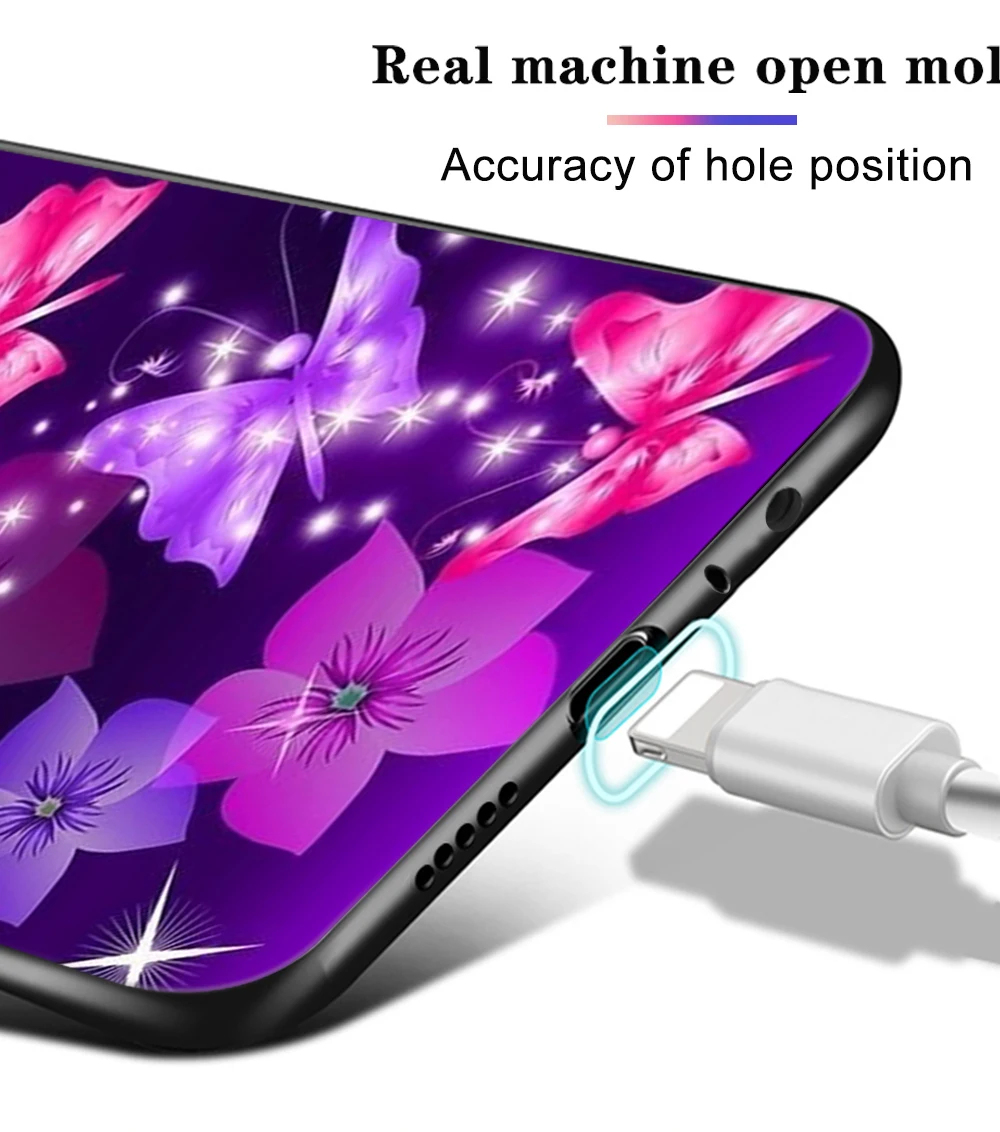 

Butterfly Case For Xiaomi Redmi Note 9 8 7 10X 8T 6 Pro Mi Note 10 9 8 9T Pro SE A3 A2 Lite F1 Phone Cases Black Cover Flower