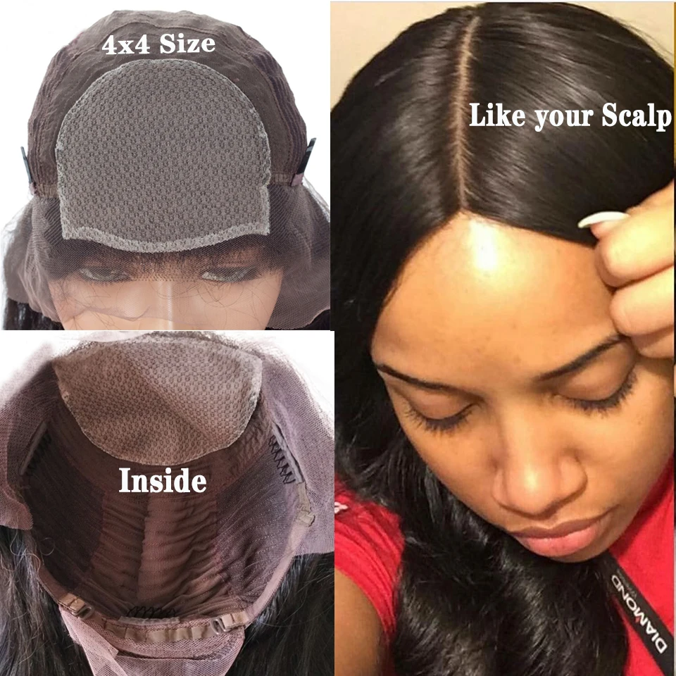 4*4 шелковая основа кружева передние человеческие волосы парики для черных женщин
