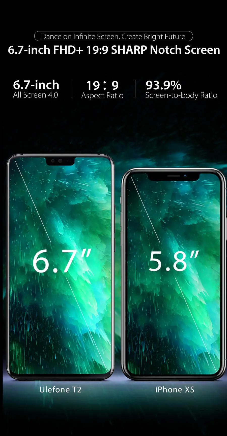 Ulefone T2 6,7 ''FHD+ Helio P70 6 ГБ 128 ГБ смартфон двойной 4G отпечаток пальца Лицо ID NFC Android 9,0 мобильный телефон 4200 мАч