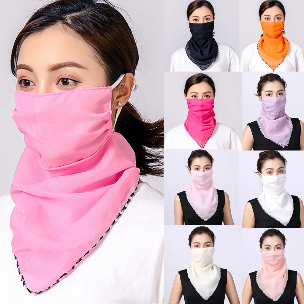 

New Chiffon Neck Scarf Face Wraps Sunscreen Mask Neckerchief Solid Bandana Head Scarves Bandana Outdoor Sport Hair Band#p3