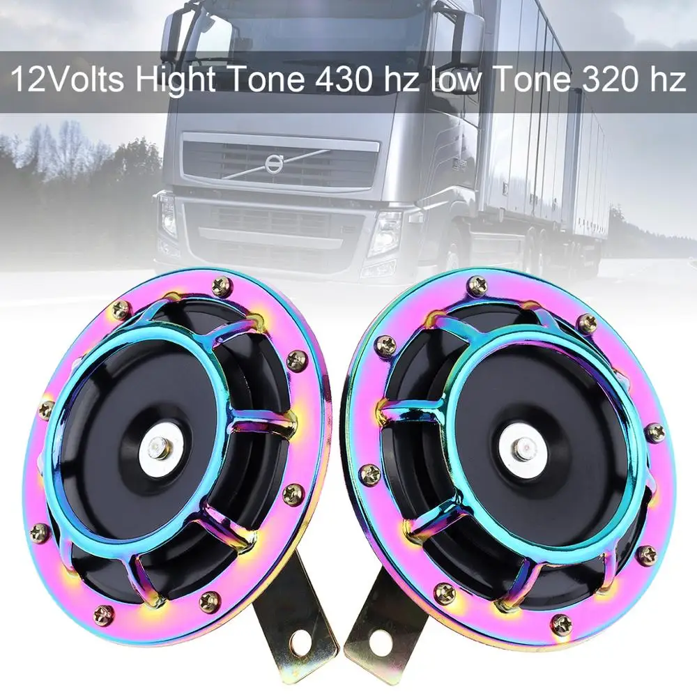 

2 Pcs 12V Universal Disc Car Horn Super Loud 139DB Blast Tone Grill Mount Electric Compact Blast Tone Horn Fit for Different Car