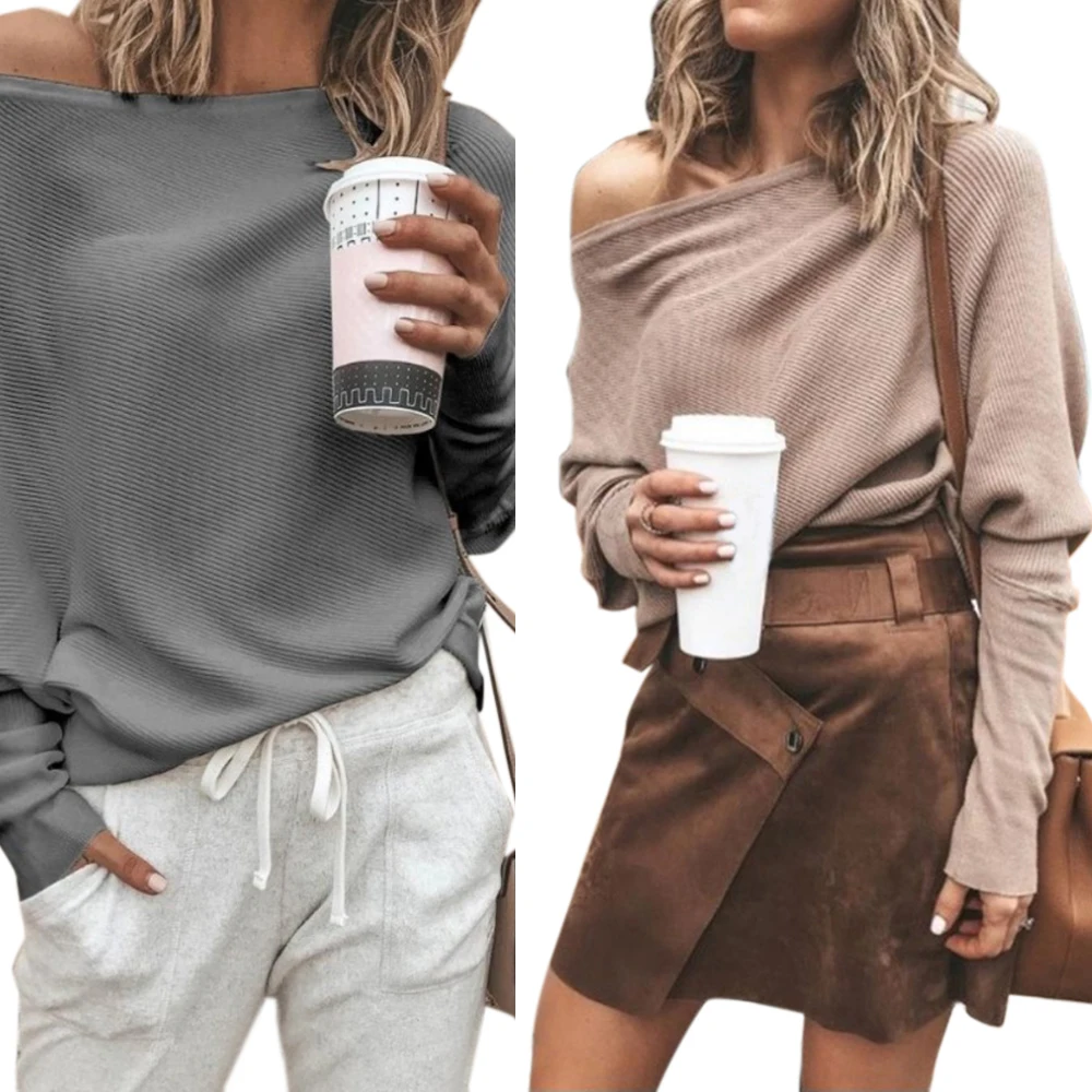 Женский свитер оверсайз Элегантная блузка Футболка с длинным рукавом и
