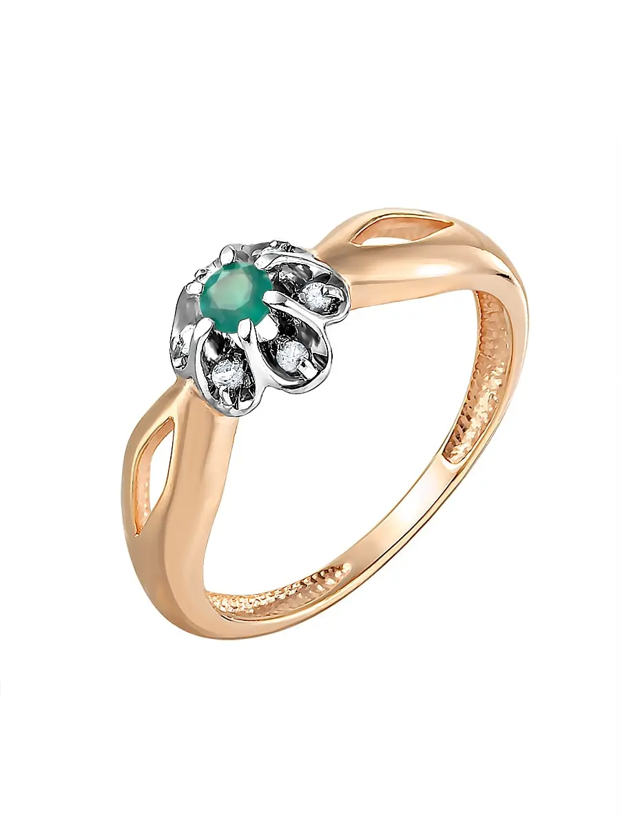Кольцо &quotЦветочек&quot SamoroDki Jewelry 3мм с натуральным агатом кор. рубином гт сапфиром