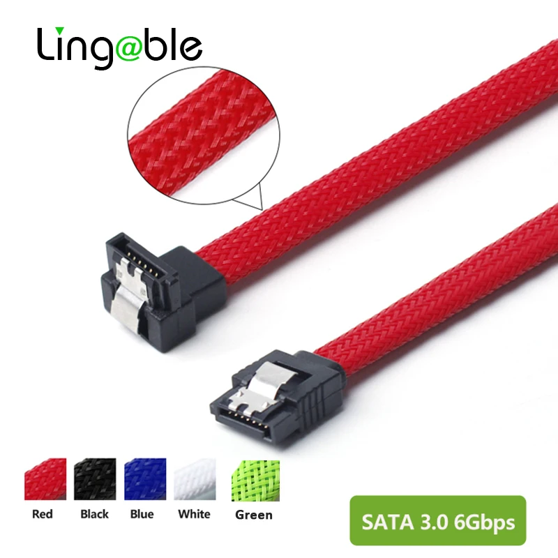 Кабели для передачи данных Lingable SATA 3 0 III под прямым углом 90 градусов SATA3 7 контактов