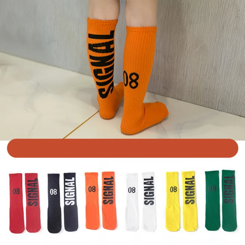 Детские хлопковые носки до колена с буквенным принтом | Мать и ребенок