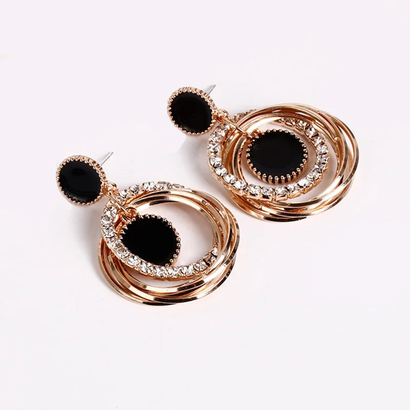 2 шт./компл. женские модные серьги с украшением в виде кристаллов круглые бусины