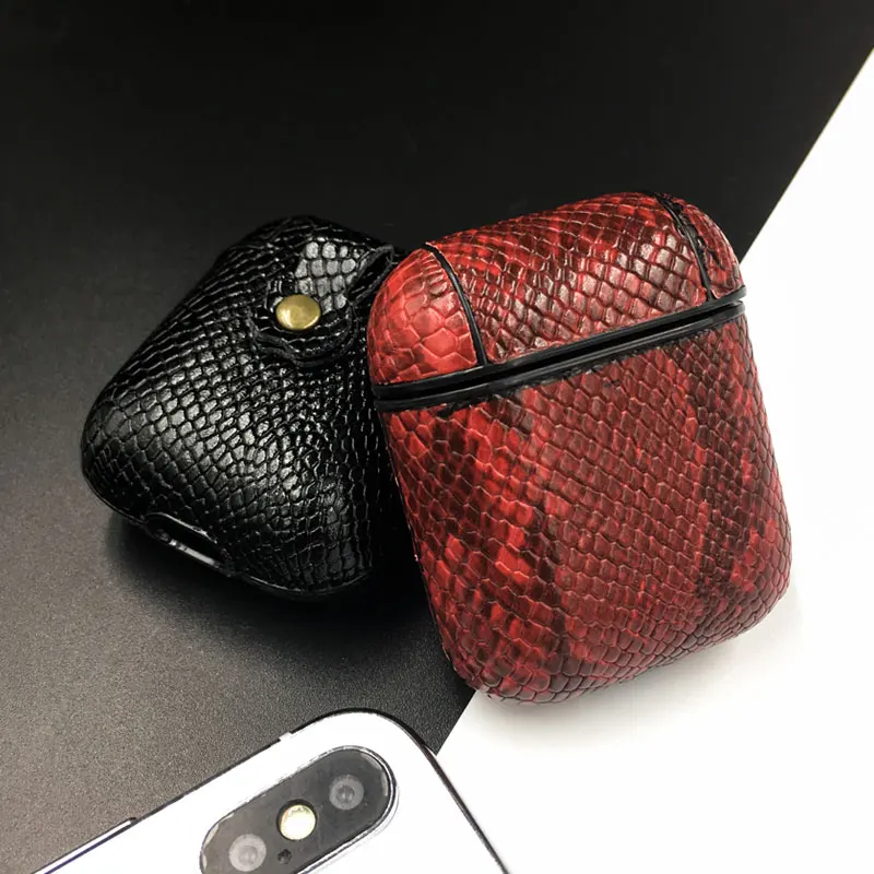 Змеиный кожаный чехол для телефона iphone 11 Pro X XR XS Max 5 6 6s 7 8 Plus Airpods Bluetooth гарнитуры -